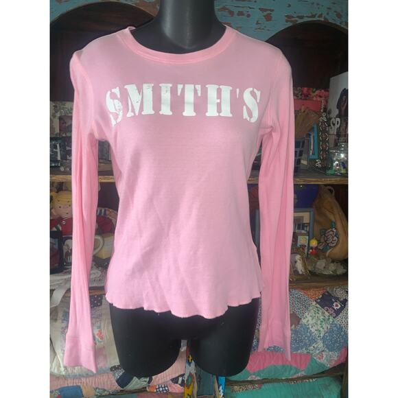 VINTAGE SMITH'S LOGO PINK COTTON THERMAL TOP - Picture 1 of 7